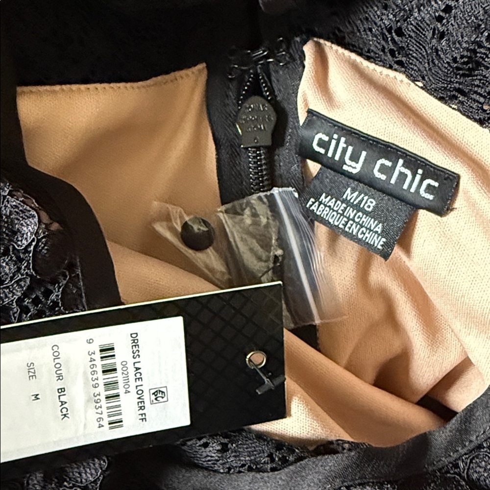 City Chic Plus Size Lace Lover Black High Low Dress Midi Belt - Picture 9 of 9